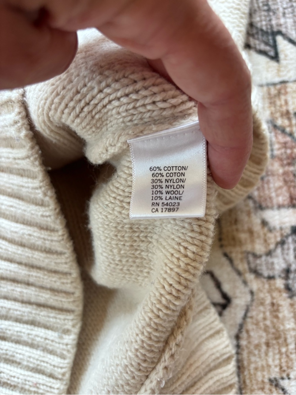Men’s Banana Republic Cream Full-Zip Collar Sweater - Picture 3 of 3